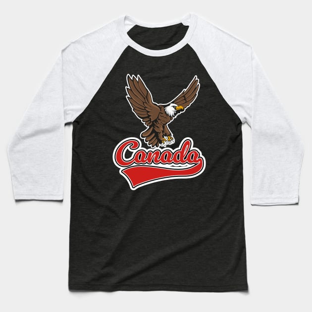 Canadian Eagle Logo Baseball T-Shirt by nickemporium1